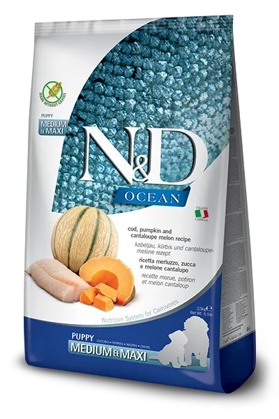 N&D Ocean Cod, Pumpkin and Cantaloupe Melon Puppy Medium & Maxi 12kg
