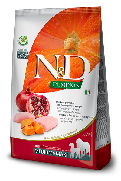 N&D Pumpkin Chicken, Pumpkin and Pomegranate Adult Medium & Maxi 12kg